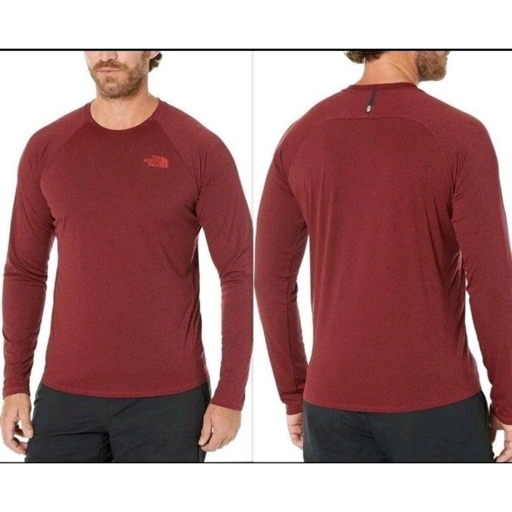 The North Face Men's Size L UPF40+ Big Pine Long Sleeve Crew Shirt Red Heather